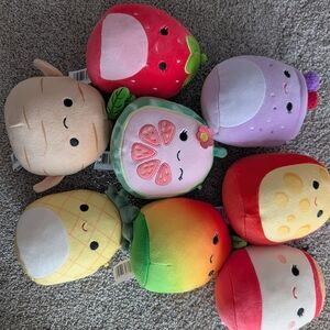 Squishmallows Fruit and Veggie Plush Set - Red, Purple, Yellow